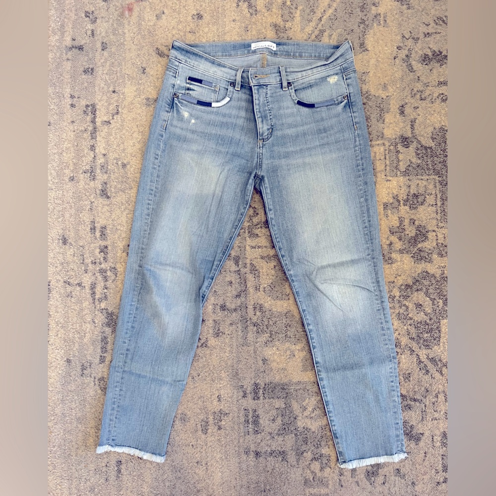 Loft Skinny Cropped jeans w embroidered pockets Sz 8/29